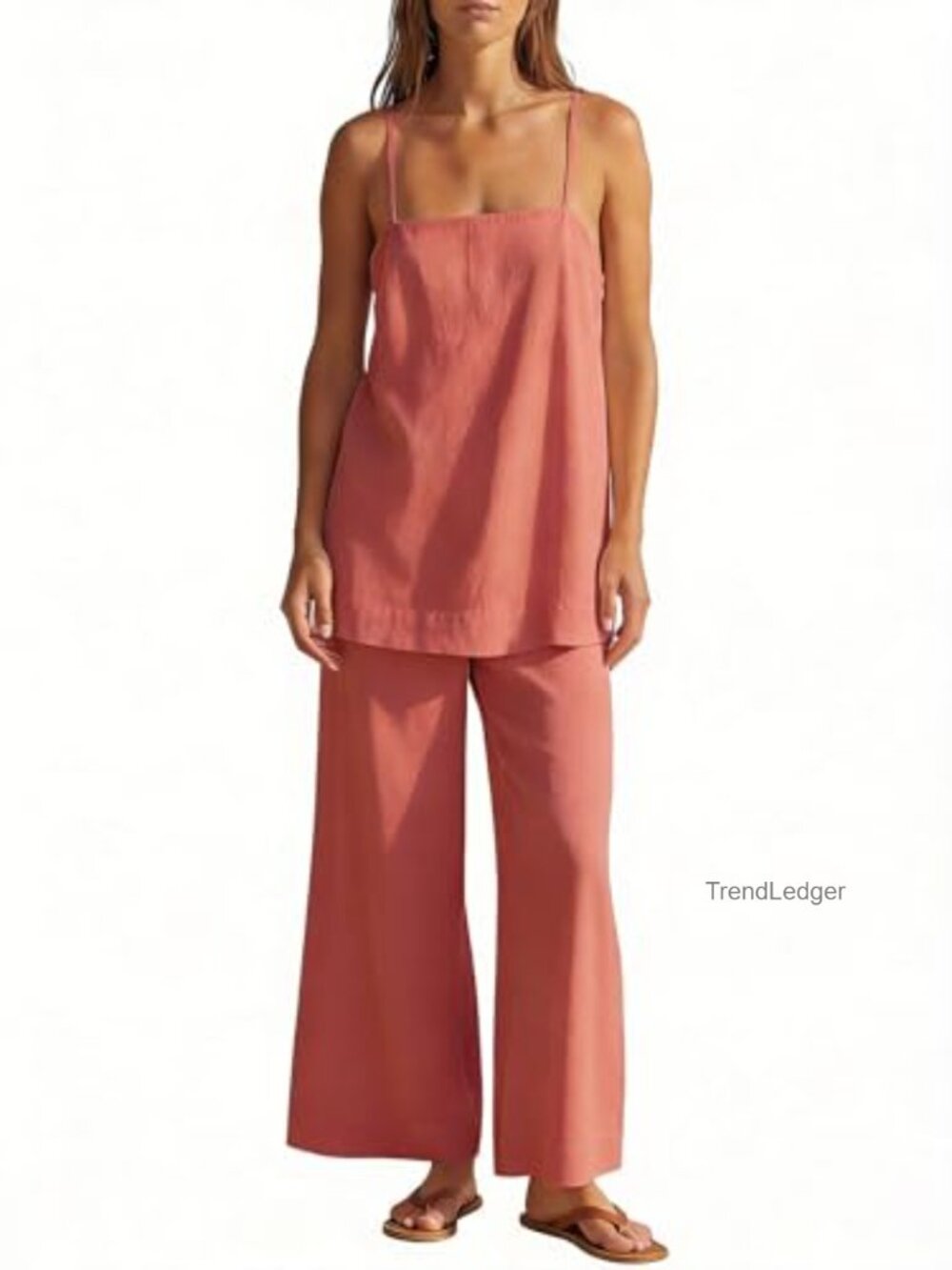 Women's 2 Piece Tank & Wide Leg Pant Set with Pockets, Summer Vacation Lounge